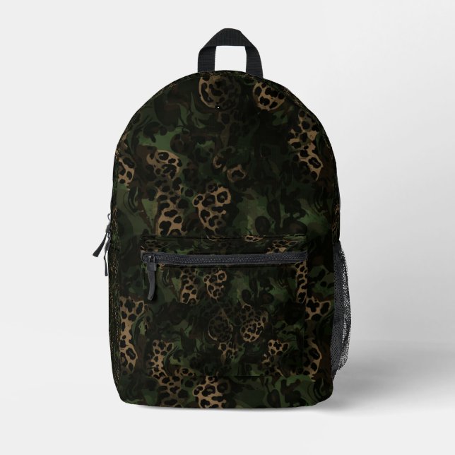 Jungle Leopard Camouflage Pattern Bedruckter Rucksack (Vorderseite)