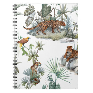 Jungle Leopard Wasserfarbe Tropische Szene Notizblock