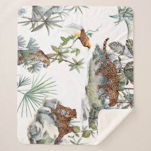 Jungle Leopard Wasserfarbe Tropische Szene Sherpadecke