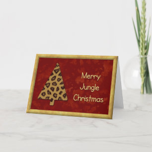 Jungle Leopard Weihnachtskarte - Rote Ausgabe Feiertagskarte
