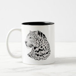 Jungle Leopard Wild Pattern & Personalisierter Nam Zweifarbige Tasse