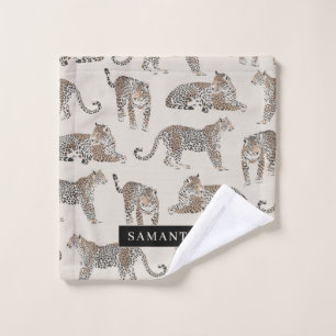 Jungle Leopard Wildtier Muster Badhandtuch Set