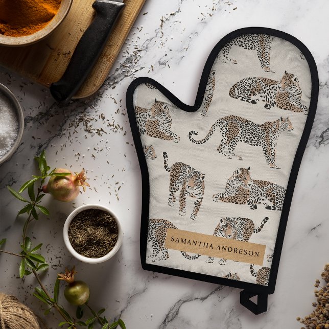 Jungle Leopard Wildtier Muster Ofenhandschuh & Topflappen-Set (Von Creator hochgeladen)