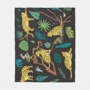 Jungle Leopards: Illustrationen zur Vintagen Tierw Fleecedecke