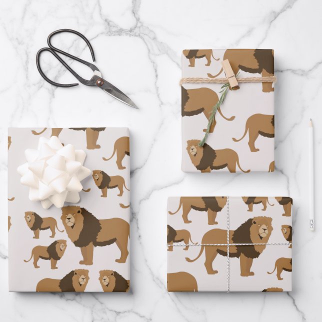 Jungle Lion Animal Pattern Geschenkpapier Set (Vorderseite)