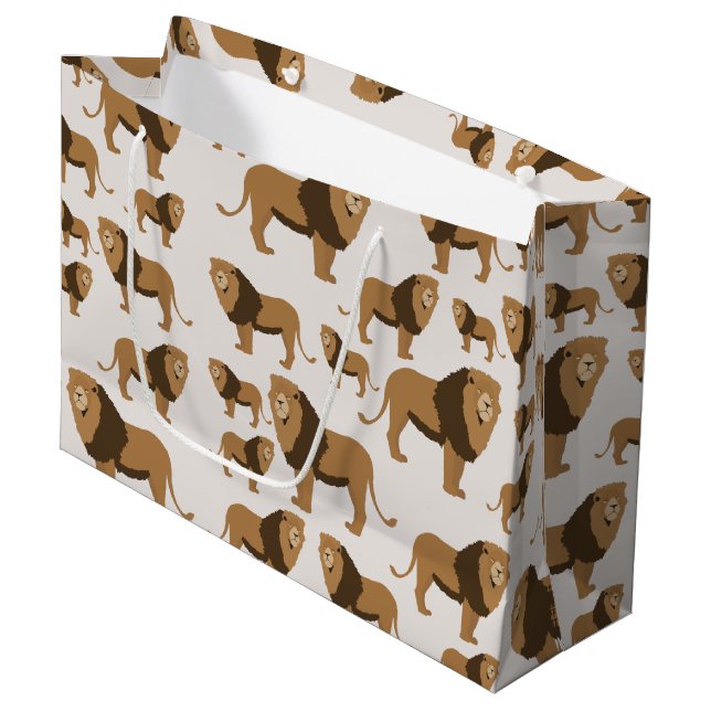 Jungle Lion Animal Pattern Große Geschenktüte (Vorderseite Schrägansicht)