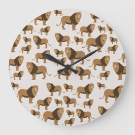 Jungle Lion Animal Pattern Große Wanduhr