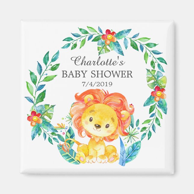 Jungle Lion Baby Shower Favor Magnet (Vorne)
