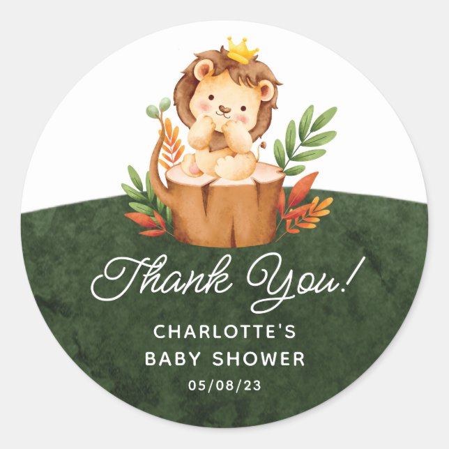 Jungle Lion Favor Classic Round Sticker (Vorderseite)