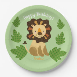 Jungle Lion Individuelle Name Birthday Party Pappteller