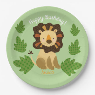 Jungle Lion Individuelle Name Geburtstagsparty Pappteller