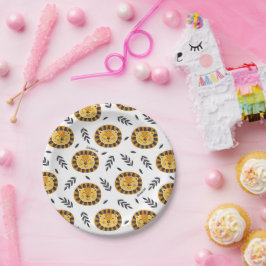 Jungle Lion Muster mit Kindername Geburtstag Pappteller