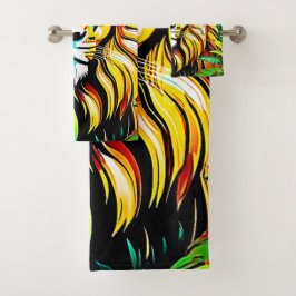 Jungle Lion Pop Art Design Badhandtuch Set