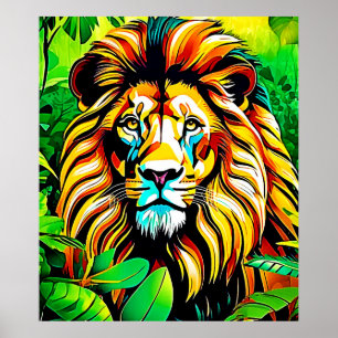 Jungle Lion Pop Art Design Poster