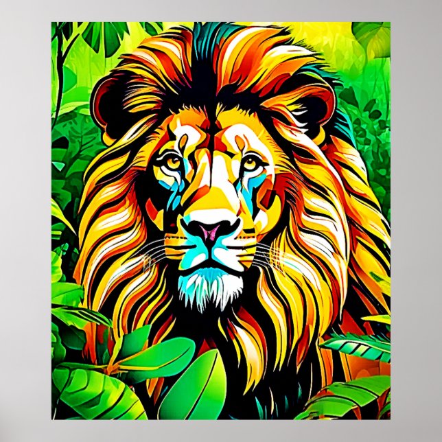 Jungle Lion Pop Art Design Poster (Vorne)