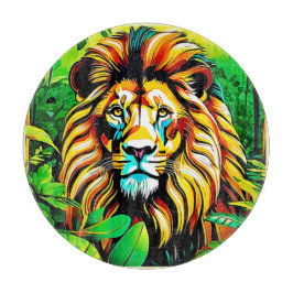 Jungle Lion Pop Art Design Schneidebrett