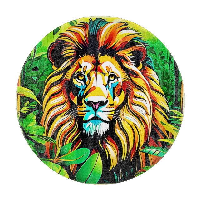 Jungle Lion Pop Art Design Schneidebrett (Vorderseite)