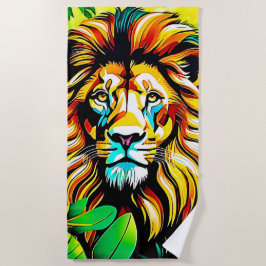 Jungle Lion Pop Art Design Strandtuch