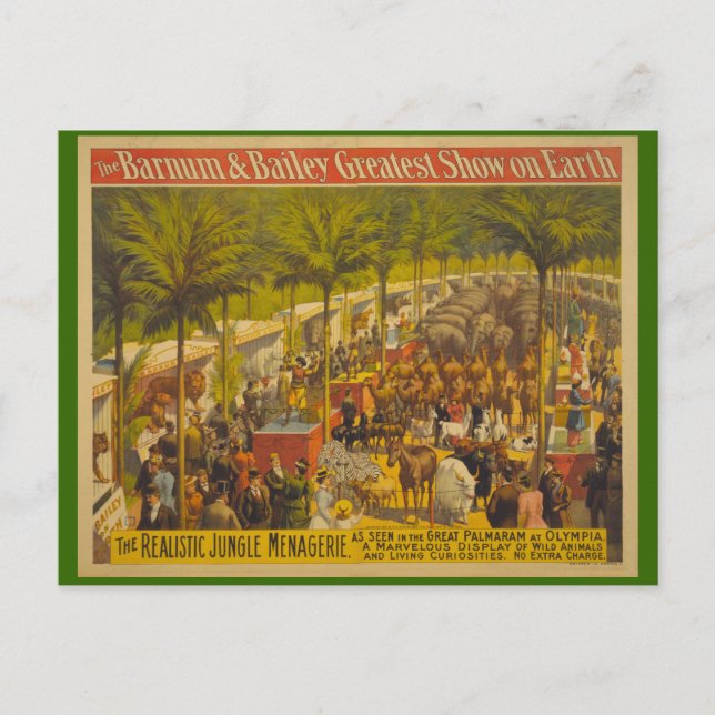 Jungle Menagerie bei Olympia Circus Poster Postkarte (Vorderseite)
