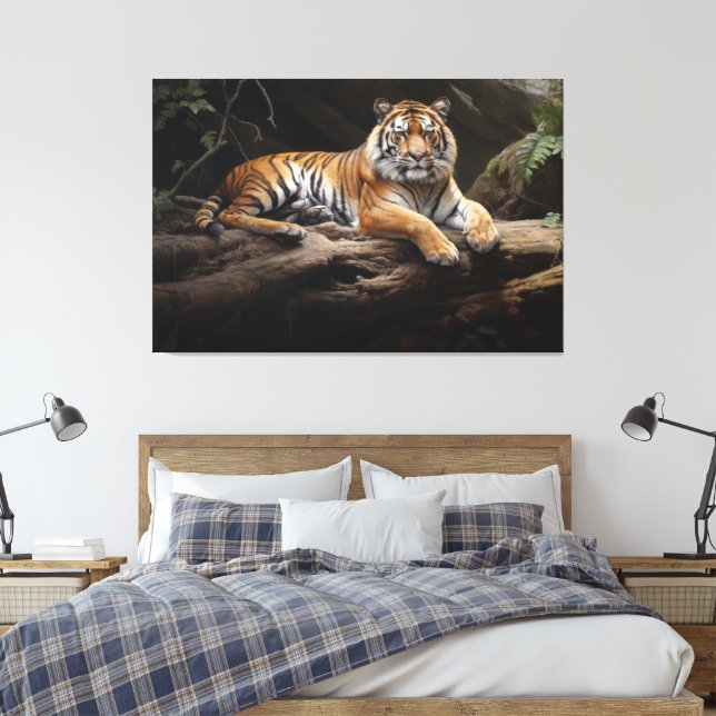 Jungle Monarch: Tiger Portrait Leinwanddruck (Insitu (Schlafzimmer))
