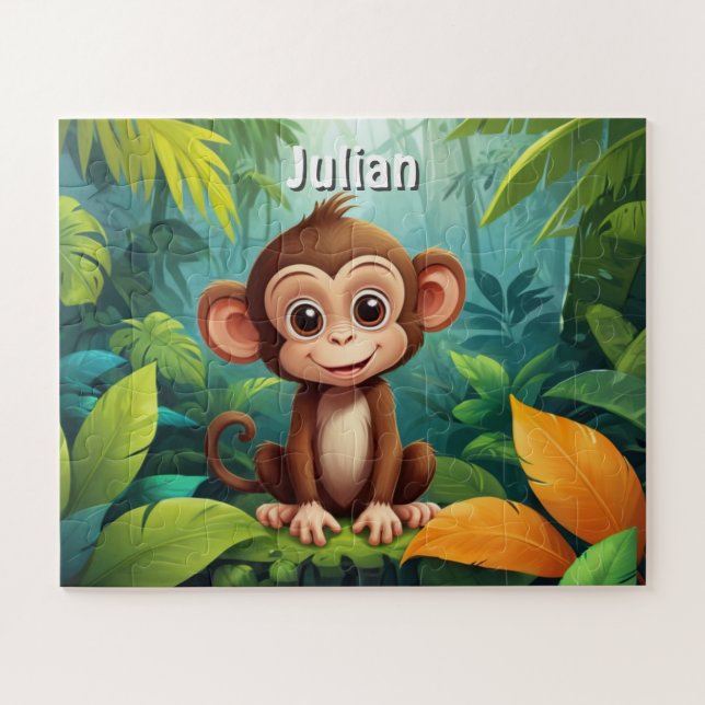 Jungle Monkey Adventure Personalisiert Puzzle (Horizontal)