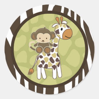 Jungle Monkey Baby Shower Siegel CA Affengiraffe Runder Aufkleber
