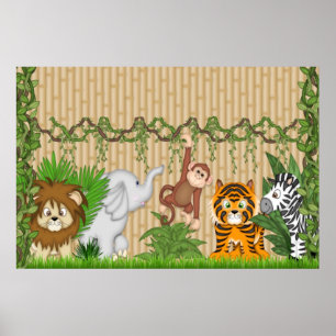 Jungle Monkey Tiger Wall Mural Poster Baby Kinderz