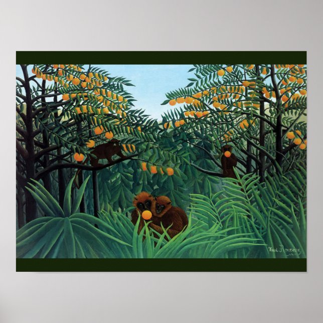 Jungle Monkeys Folk Art von Rousseau Poster (Vorne)