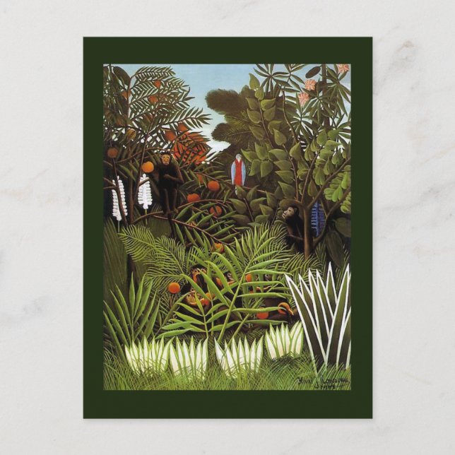 Jungle Monkeys Folk Art von Rousseau Postkarte (Vorderseite)