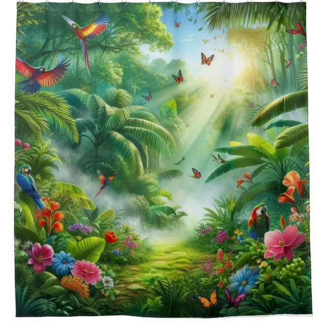 Jungle Nature Art Printing Dusche Vorhang (Vorderseite)