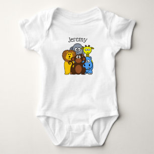 Jungle oder Zoo Animals Themed Personalisiert Baby Strampler
