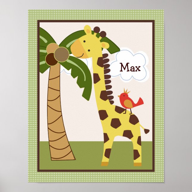 Jungle Pals Giraffe Personalisiert Art Poster (Vorne)