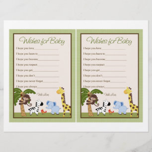 Jungle Pals/Safari "Wish for Baby"-Blatt