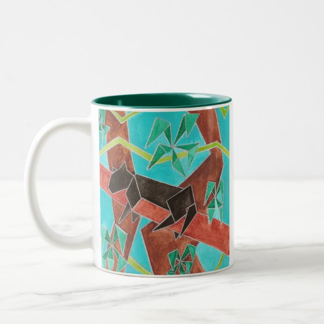 Jungle Panther Original Abstract Art Zweifarbige Tasse (Links)