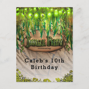 JUNGLE PARTY Blätter & Animal Print Event Flyer Ankündigungspostkarte
