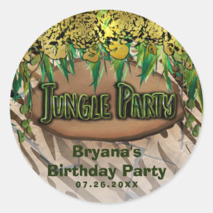 JUNGLE PARTY Gold Glam Animal Print Custom Gefalle Runder Aufkleber