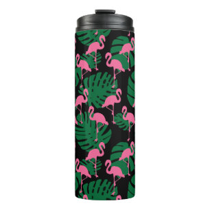 Jungle Pattern Flamingos Thermosbecher
