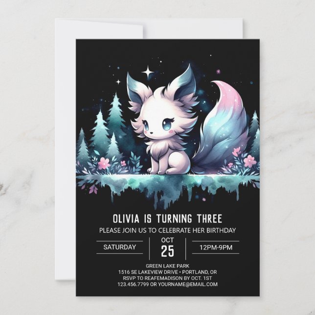 Jungle Printable Wolf Birthday Einladung (Vorderseite)