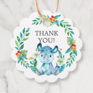 Jungle Rhino Baby Shower Favor Geschenk Tag Geschenkanhänger