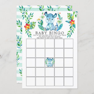 Jungle Rhino BINGO Babydusche Spiel Einladung