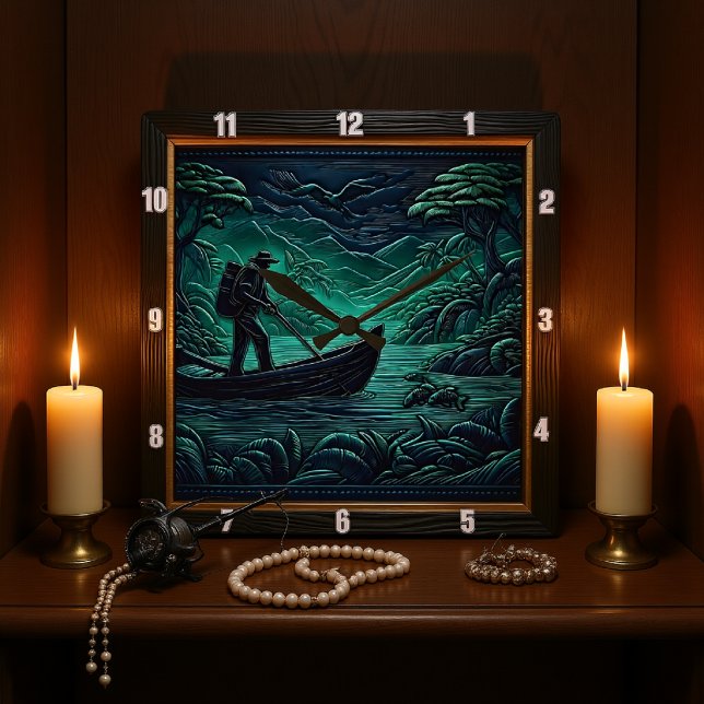 Jungle River Expedition Quadratische Wanduhr (Von Creator hochgeladen)