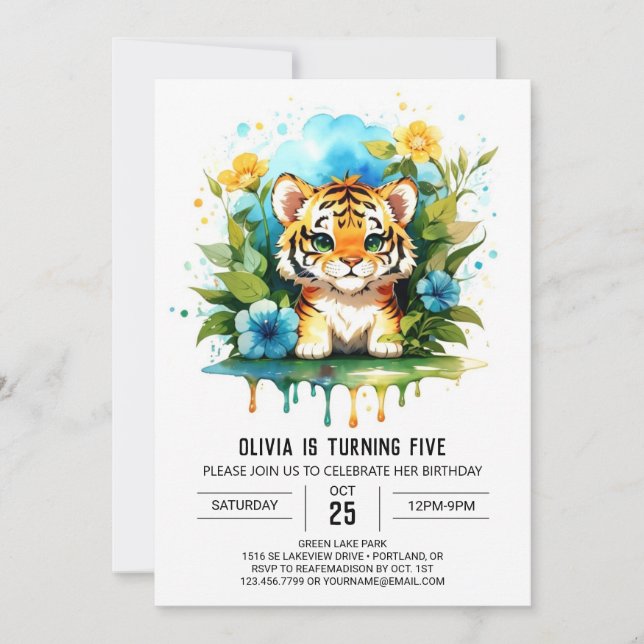 Jungle Roar Tiger Boy Einladung zum Geburtstag (Vorderseite)