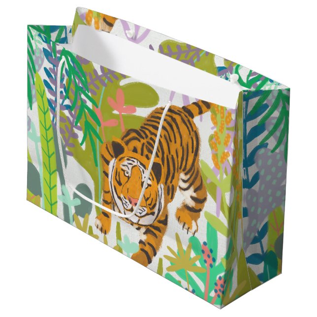 Jungle Roar - Tiger Große Geschenktüte (Vorderseite Schrägansicht)