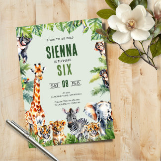 Jungle Safari 6. Geburtstag Einladung