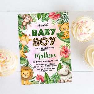 Jungle Safari A Sweet Baby Boy Baby Dusche Einladung
