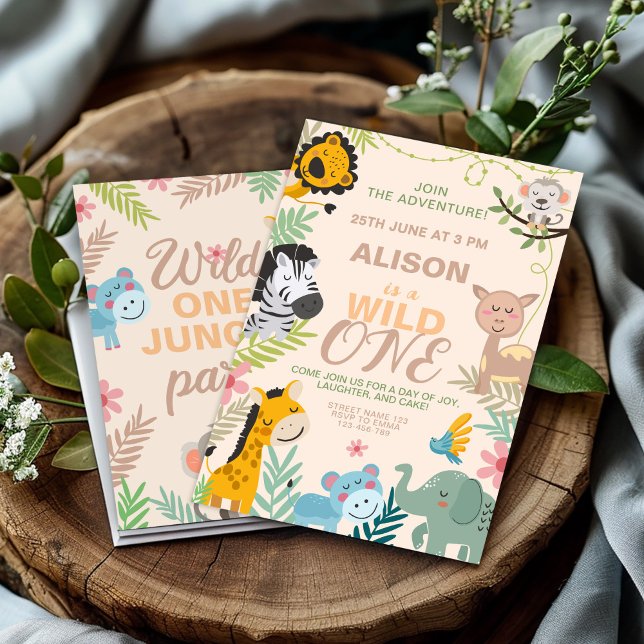 Jungle Safari Adventure Party 1. Geburtstag Einladung (Von Creator hochgeladen)