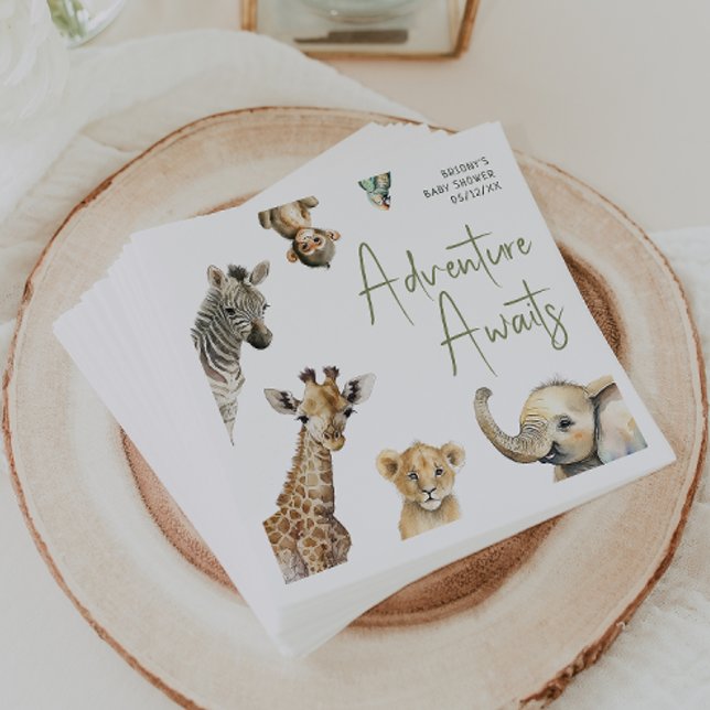 Jungle Safari Animals Adventure erwartet Baby Show Serviette (Von Creator hochgeladen)