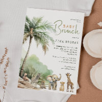 Jungle Safari Animals Baby Brunch Einladung