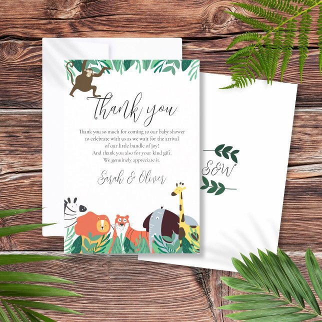 Jungle Safari Animals Baby Dusche Dankeskarte (Jungle Safari Animals Baby Shower Thank You Card)