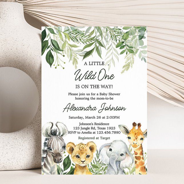 Jungle Safari Animals Baby Dusche Einladung (Wild One Safari Baby Shower Invitation)